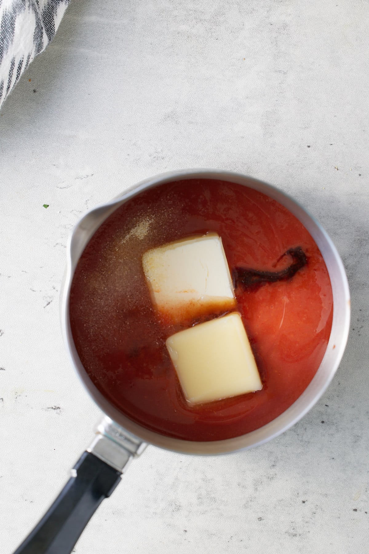 saucepan filled with ingredients to make buffalo sauce