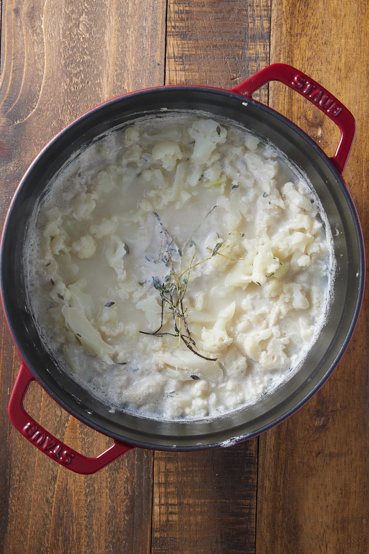 softened cauliflower soup before blending