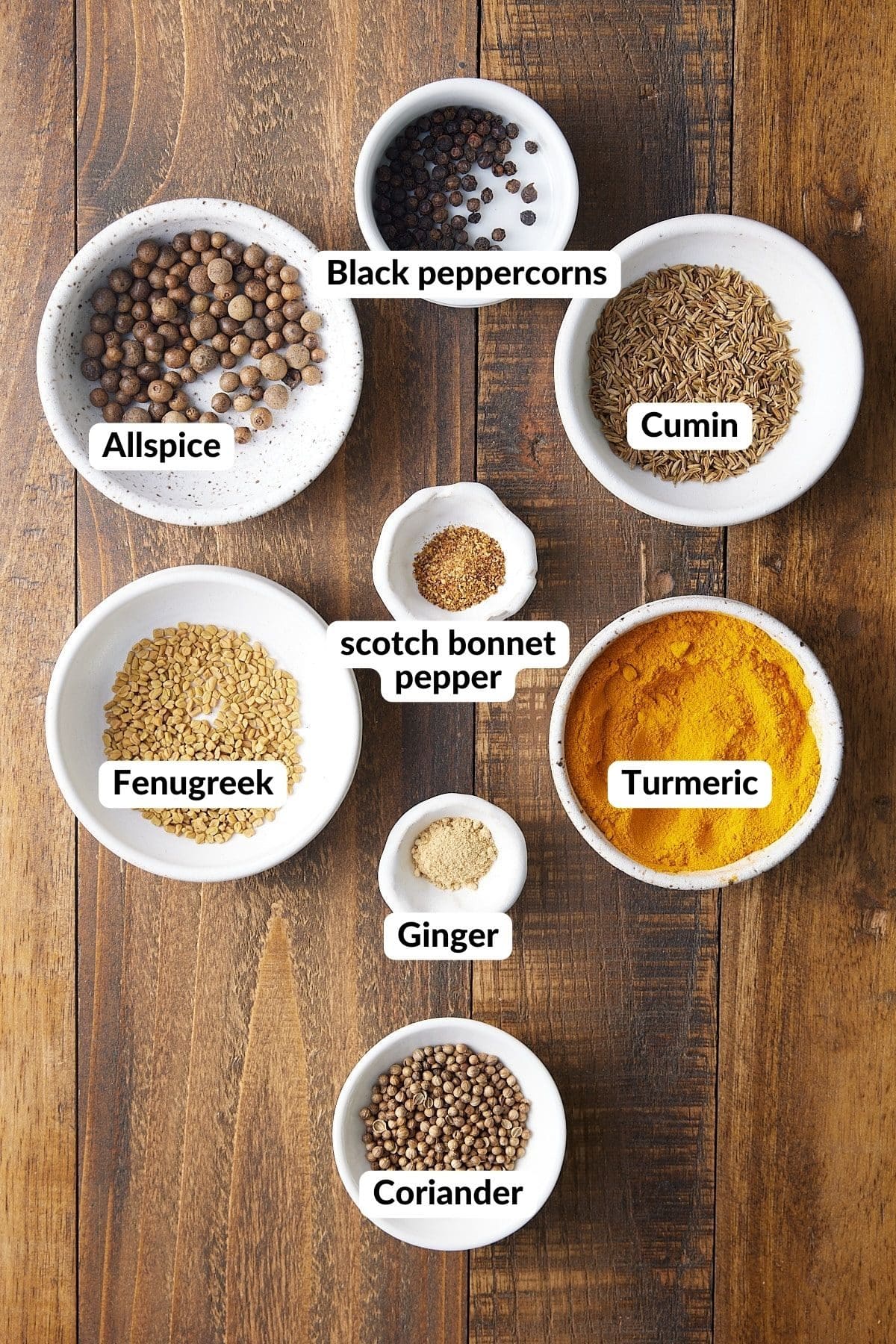 ingredients for Jamaican curry powder