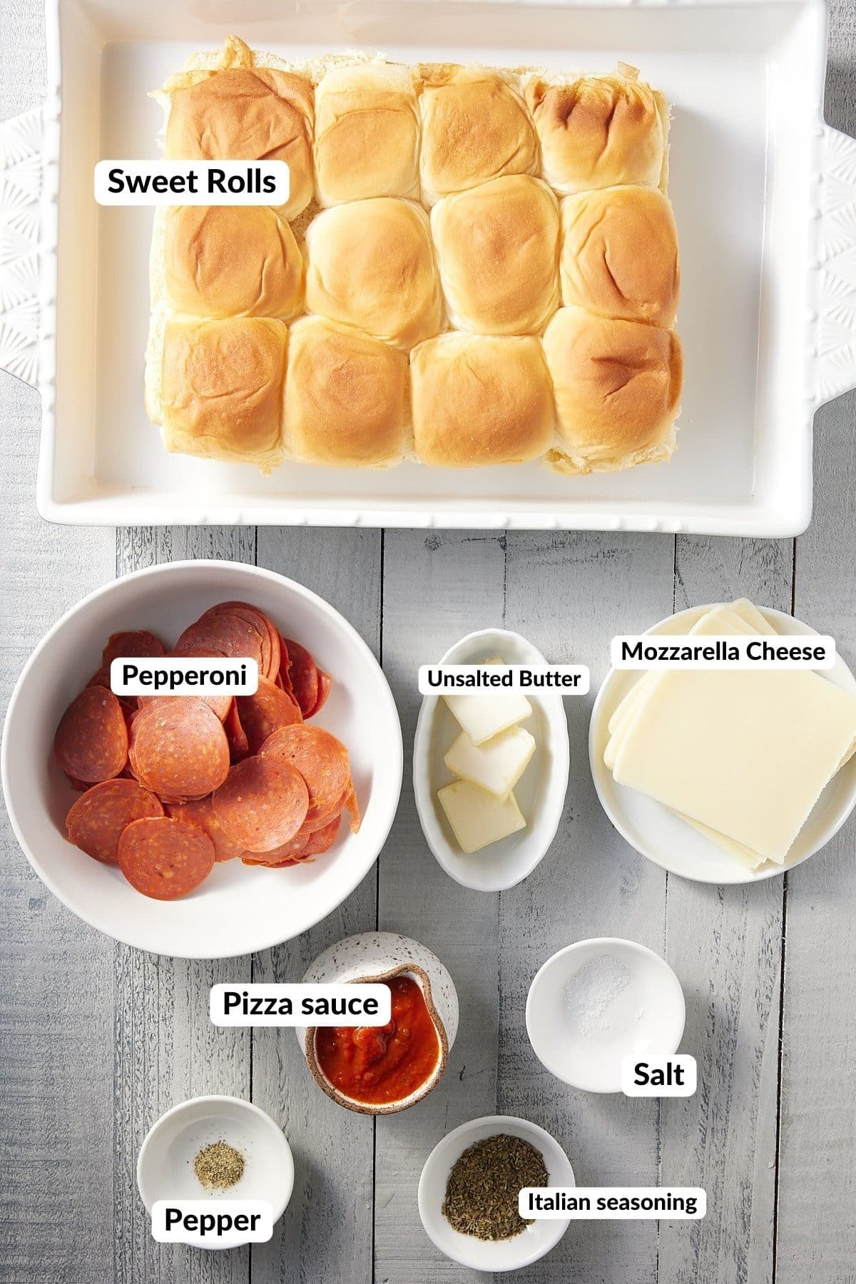 ingredients for pepperoni pizza sliders