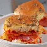 pizza sliders set onto a plate