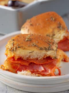 pizza sliders set onto a plate