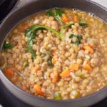 lentil spinach soup in a bowl