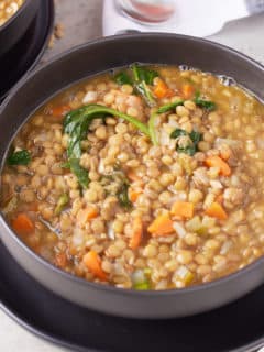 lentil spinach soup in a bowl