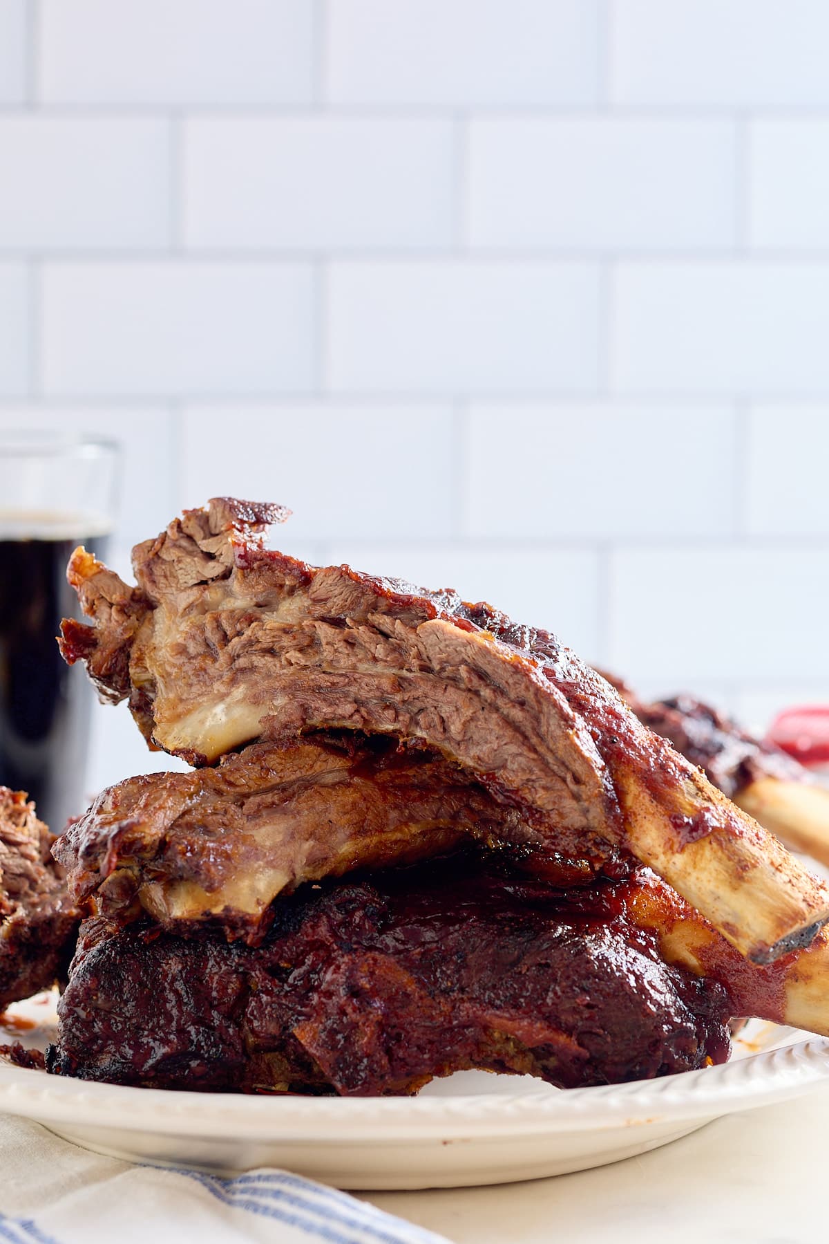 plate of oven baked beef ribs