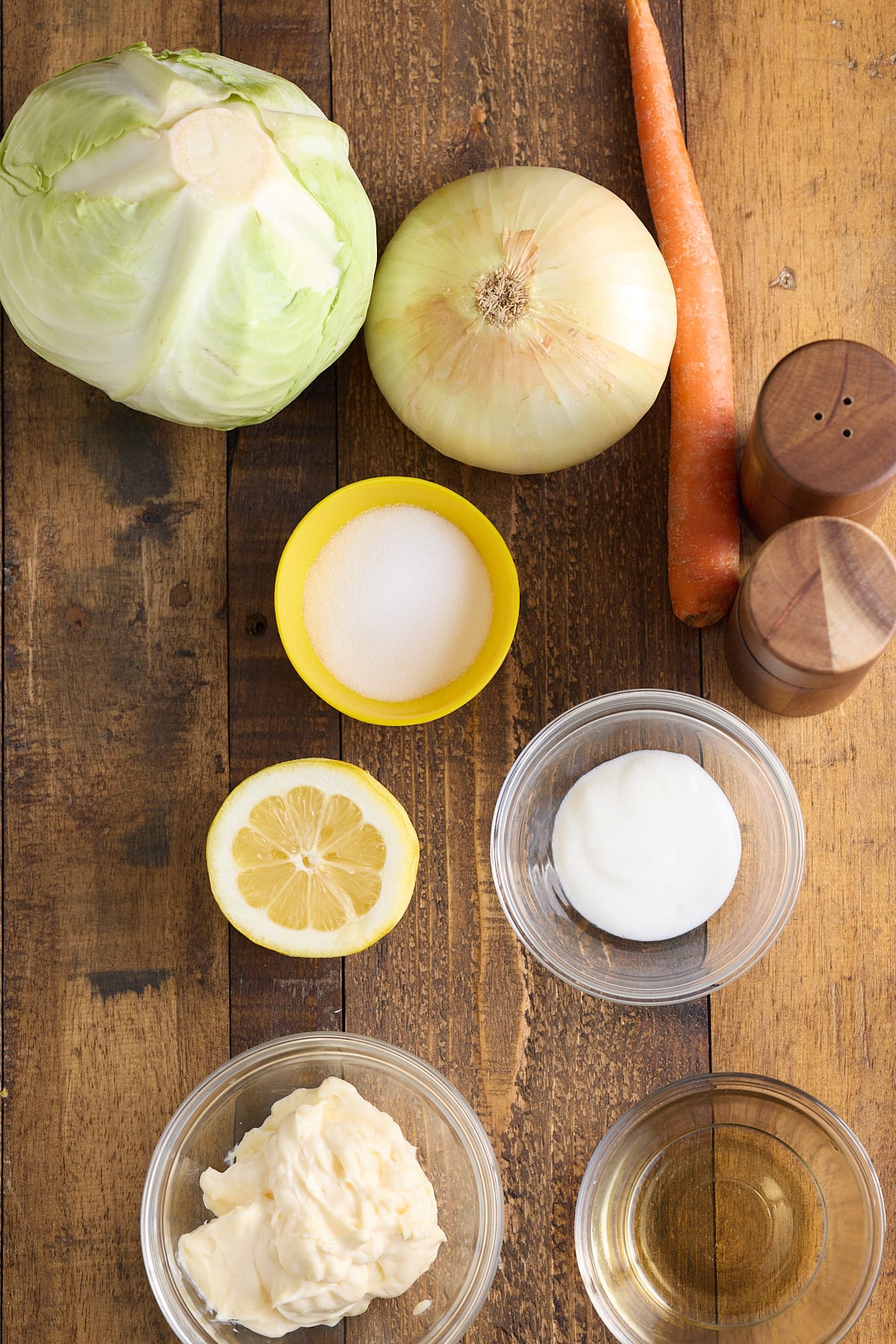 Coleslaw recipe ingredients.