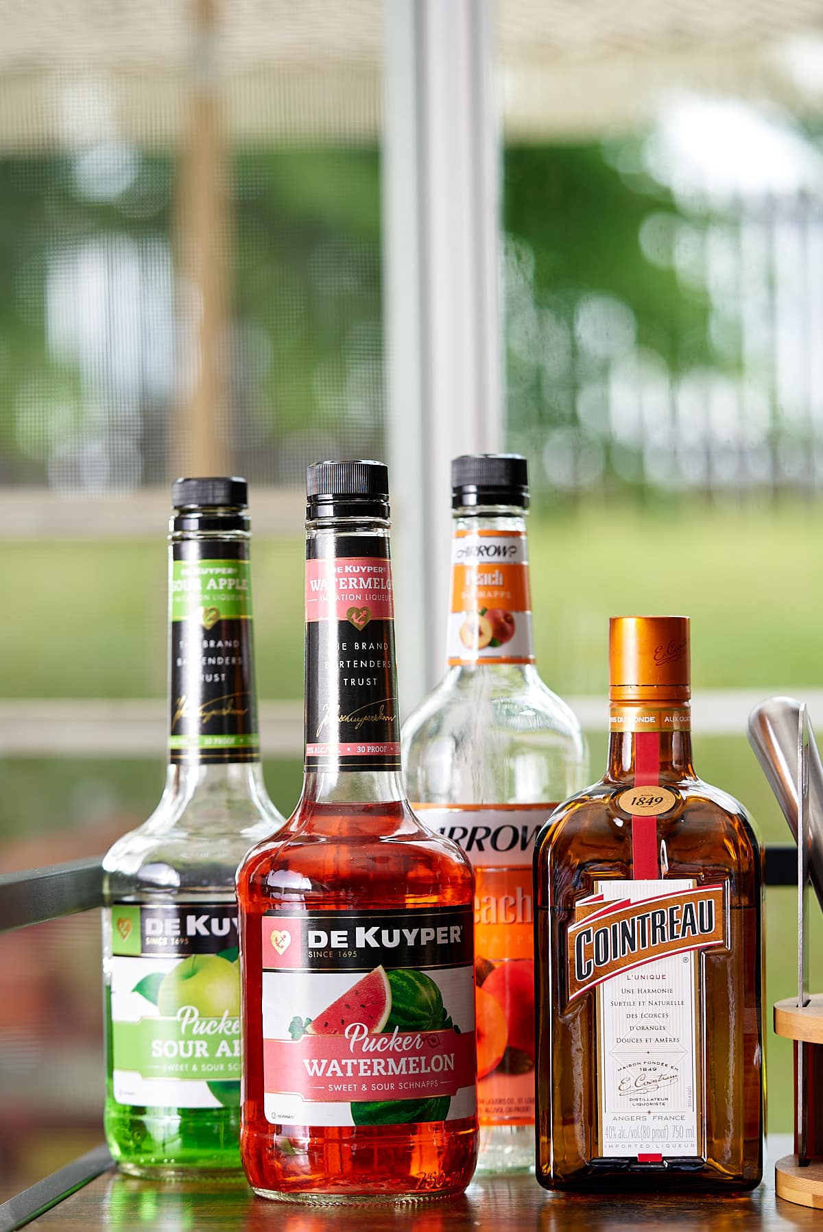 liquers on bar cart