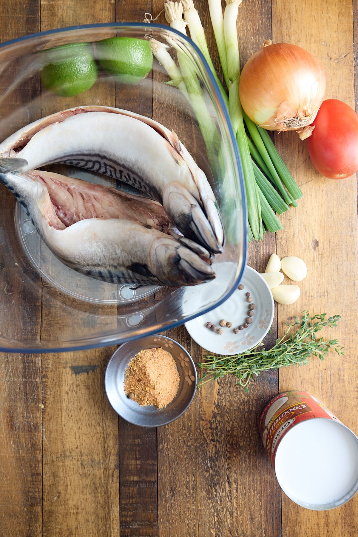 ingredients for mackerel rundown recipe