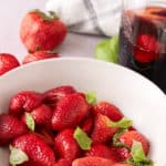 Fresh strawberries in a bowl.