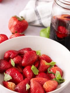 Fresh strawberries in a bowl.