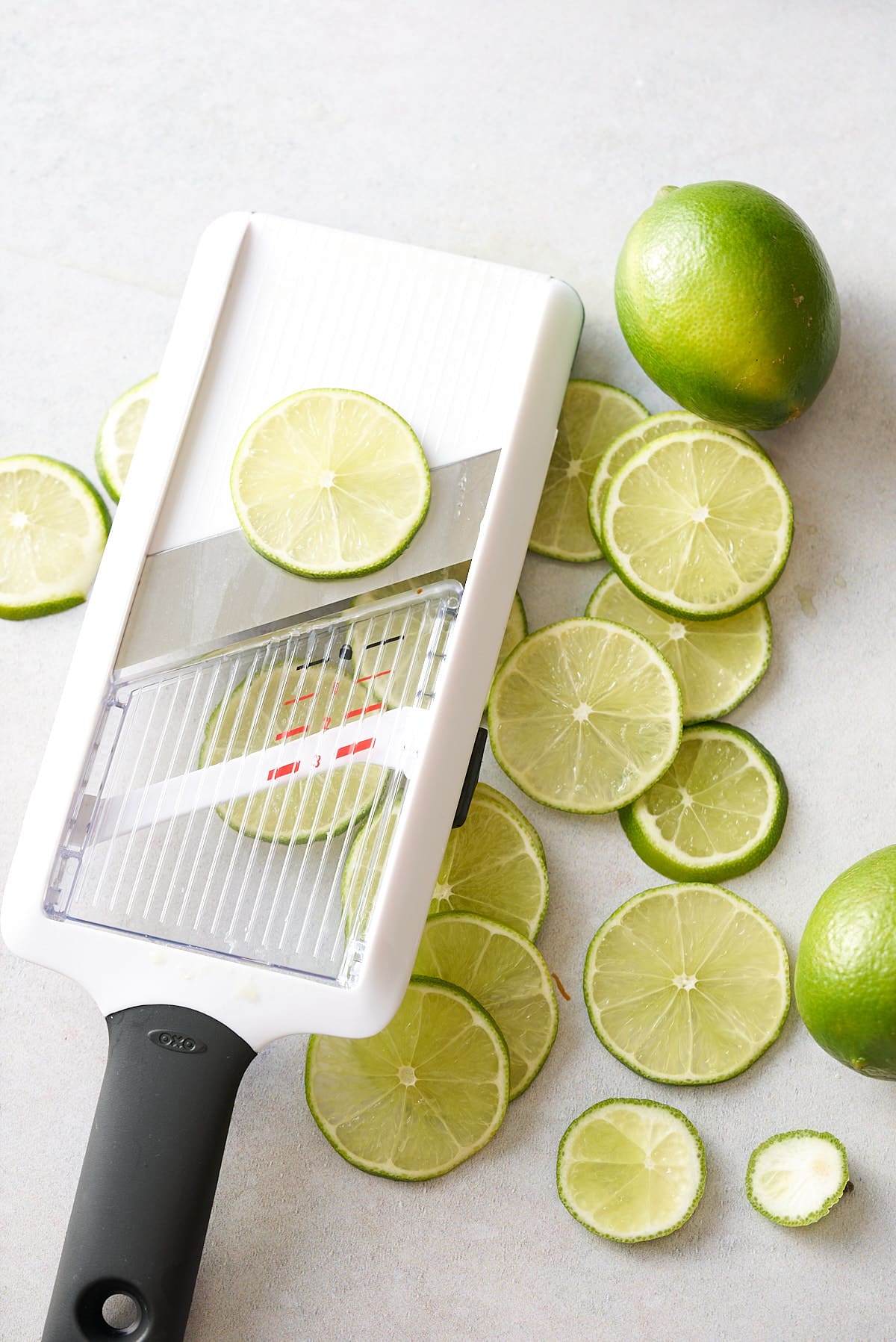 limes sliced with a mandolin