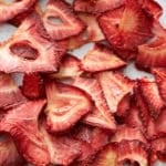 dehydrated strawberries on white board