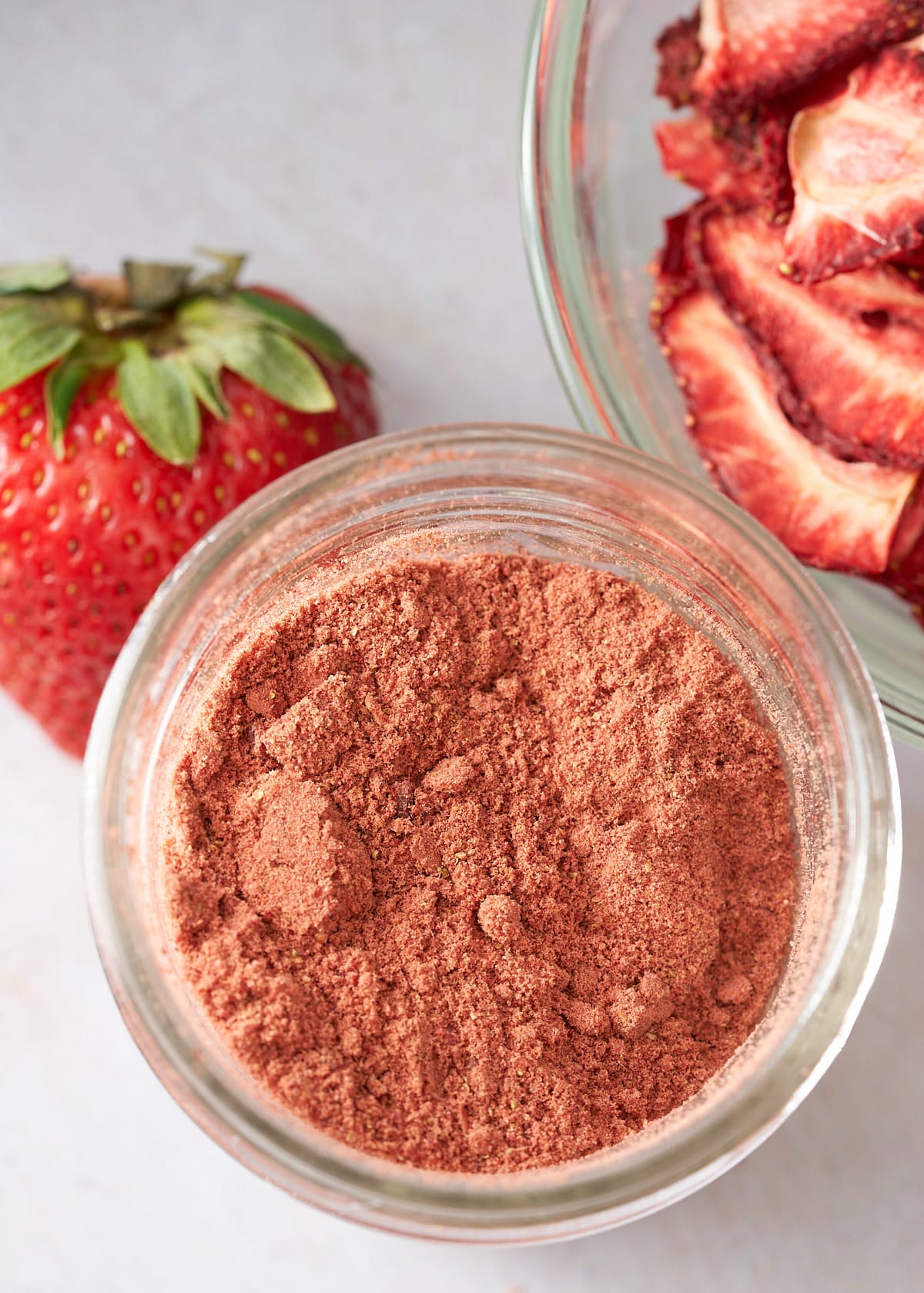strawberry powder in glass jar