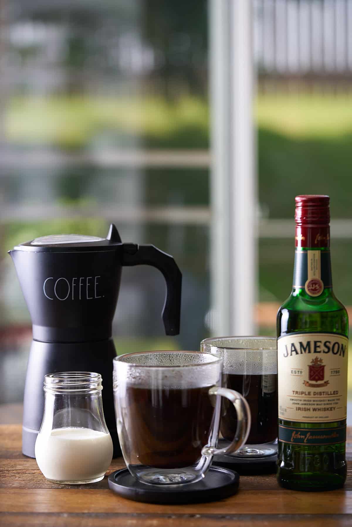 Irish coffee ingredients.