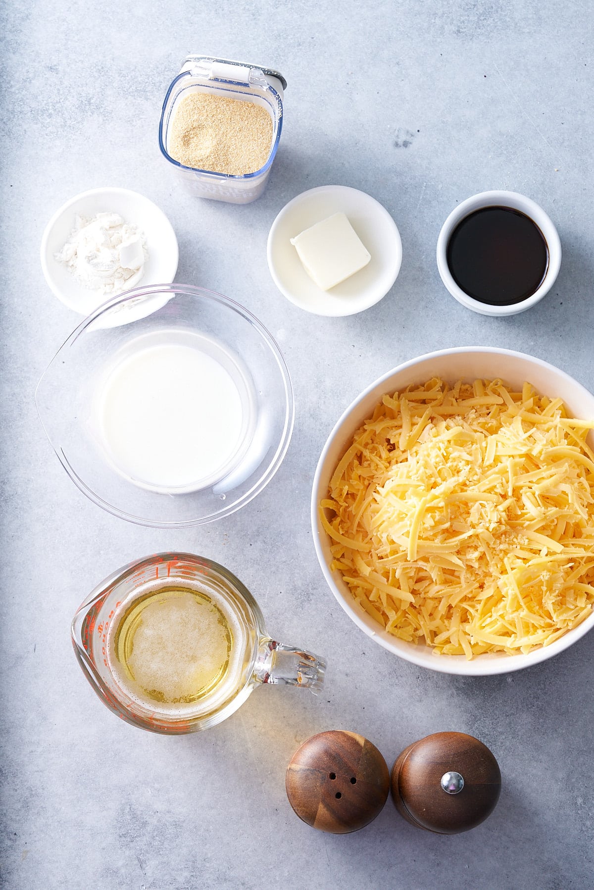 ingredients for beer cheese dip on table