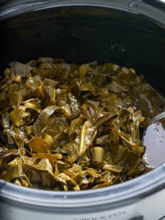 cooked collards greens in slow cooker