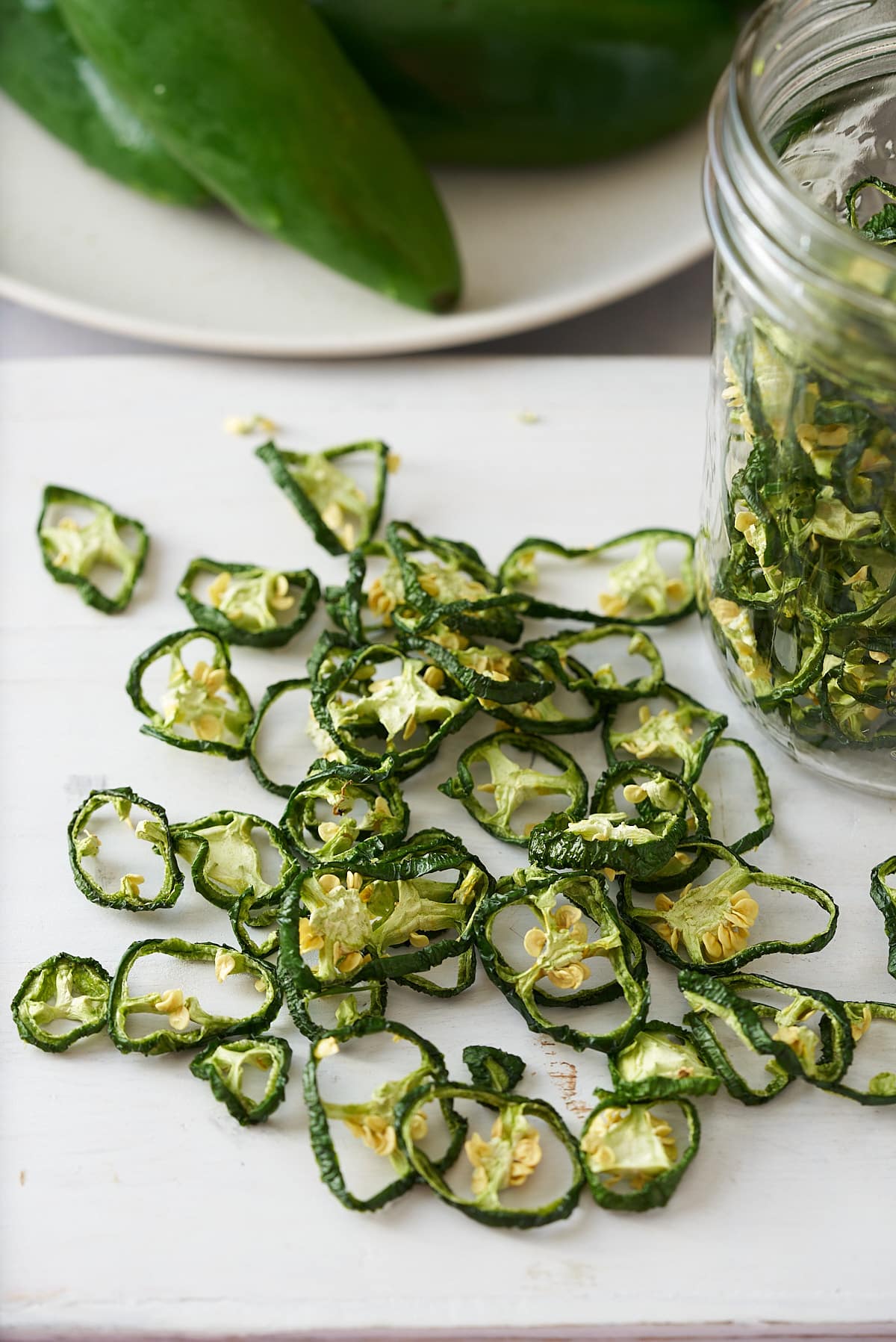 dried jalapenos scattered about.