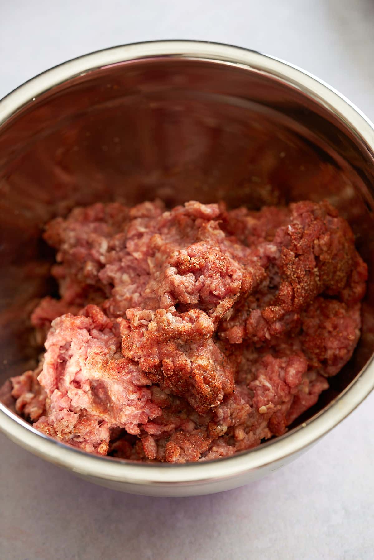 Ground beef in a bowl.