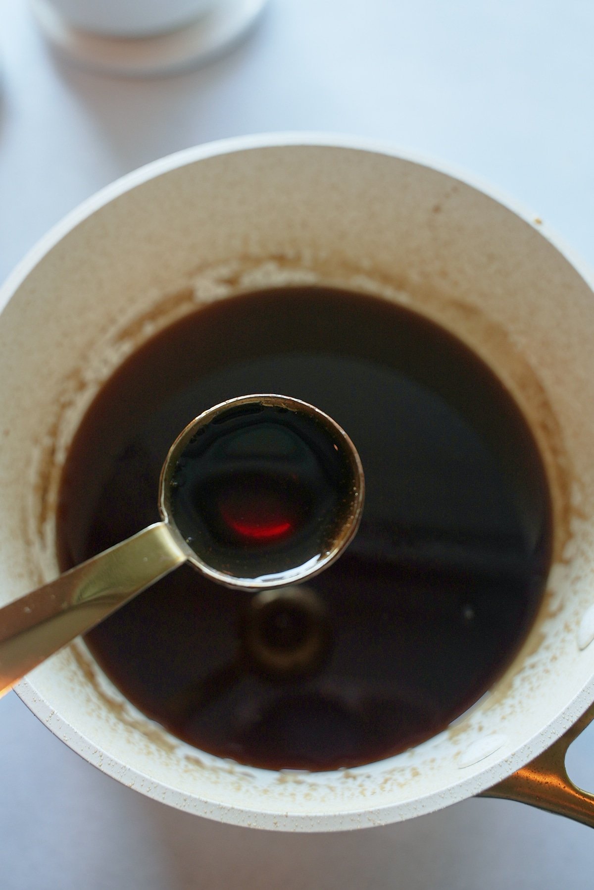 A tablespoon of brown sugar syrup.