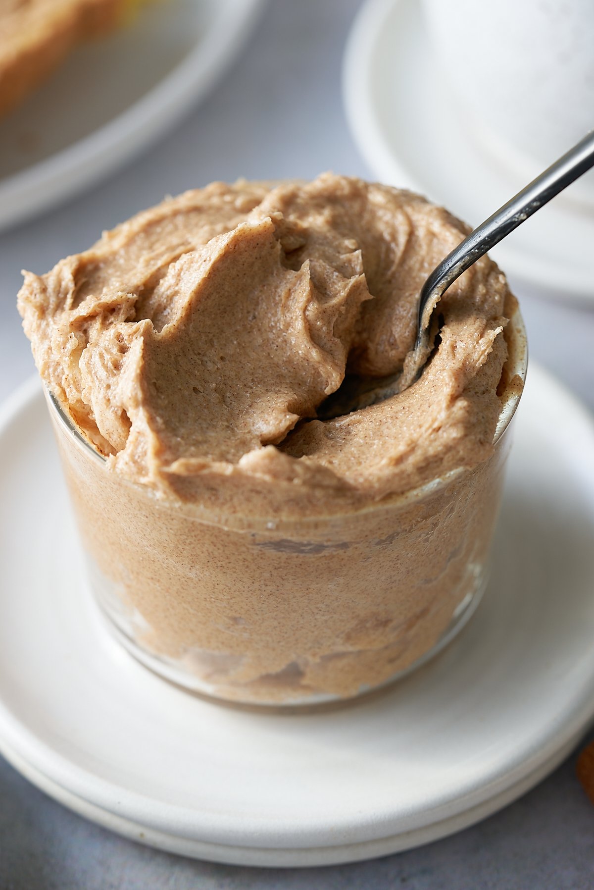 Close up of cinnamon butter ina jar.