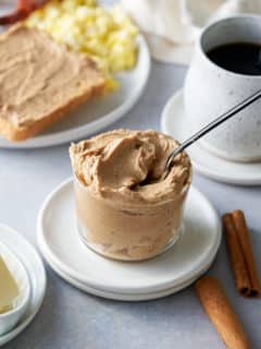 Cinnamon butter in a small jar.