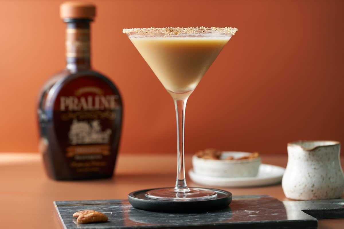 A prepared and served pecan pie martini.