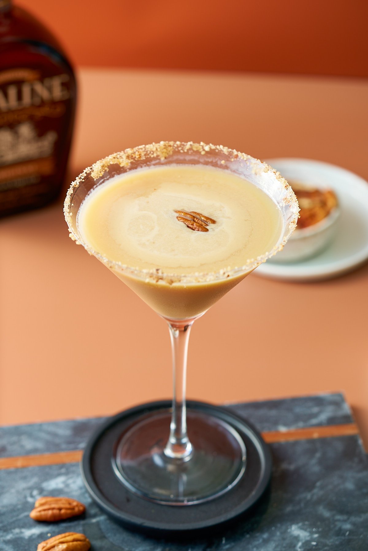 A finished pecan pie martini.