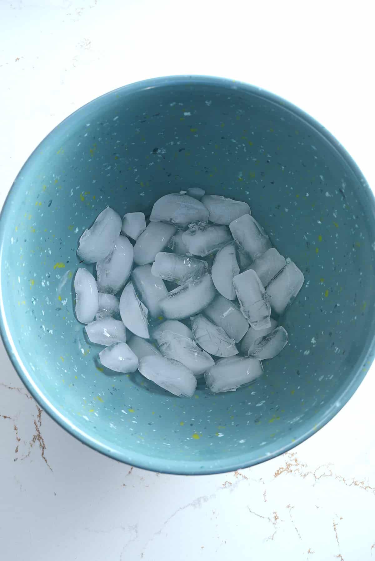 A large bowl with ice cubes in the base.