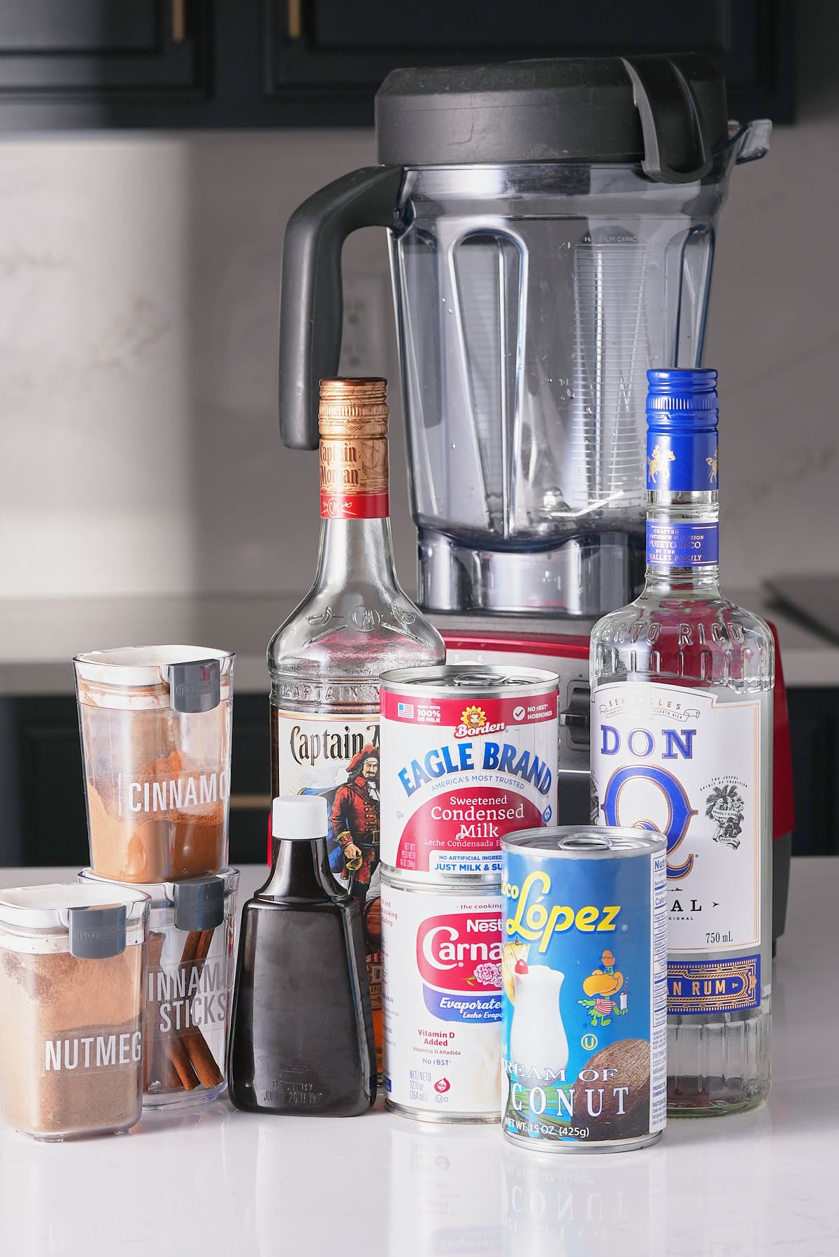 Coquito ingredients.