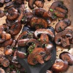 Sauteed mushrooms in a pan.