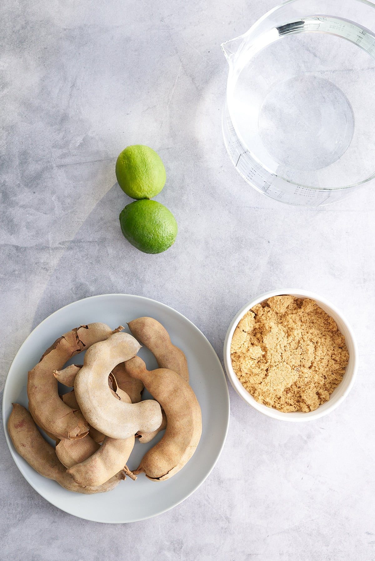 Recipe ingredients for tamarind juice.