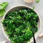 sauteed spinach on a plate