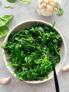 sauteed spinach on a plate