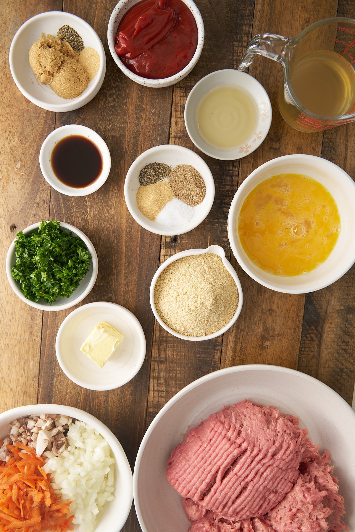 ingredients for turkey meatloaf on table