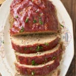 turkey meatloaf sliced on a platter