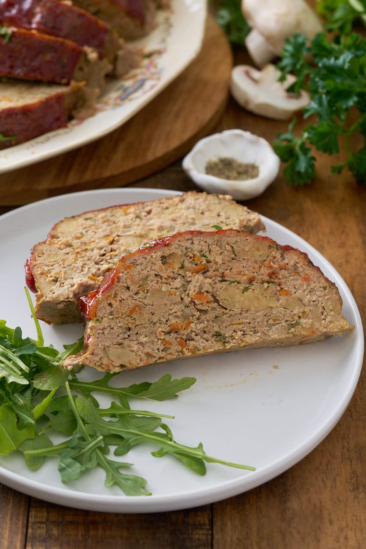 sliced turkey meatloaf on plate