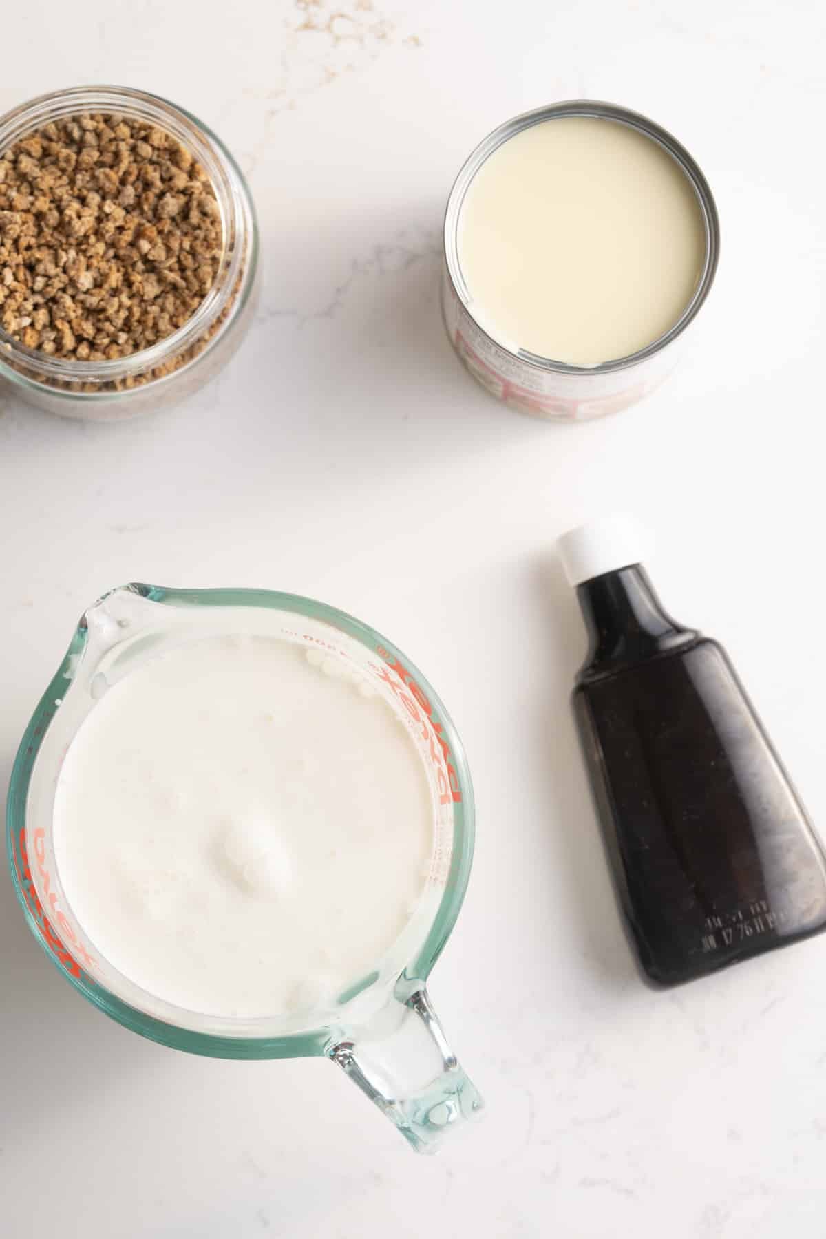 ingredients for grapenut ice cream on countertop