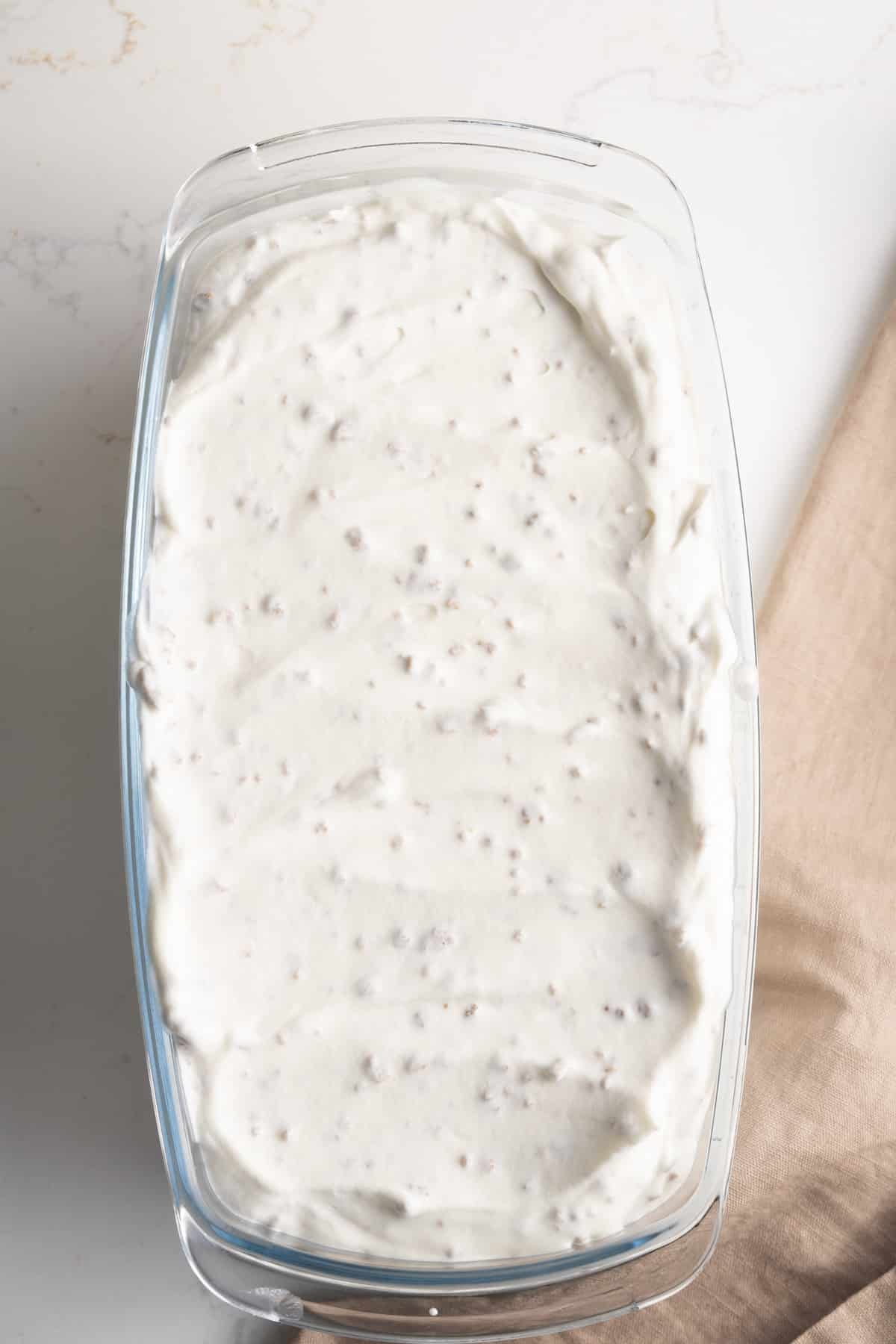 grapenut ice cream in container before freezing