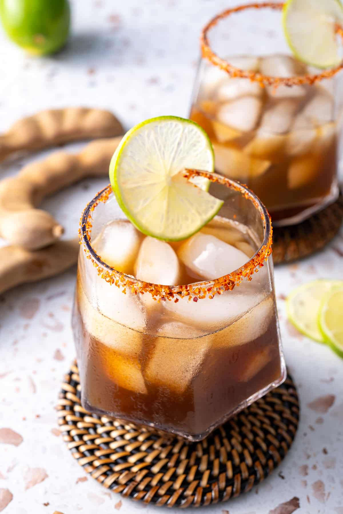 2 tamarind margaritas on table