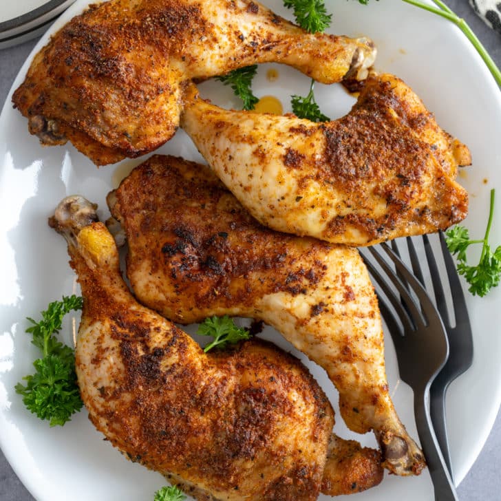 The Easiest Baked Chicken Leg Quarters Recipe - My Forking Life
