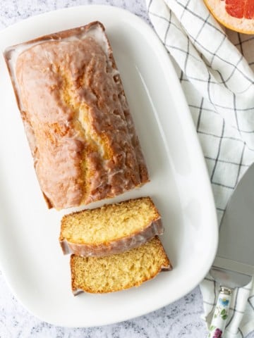 grapefruit cake sliced in two
