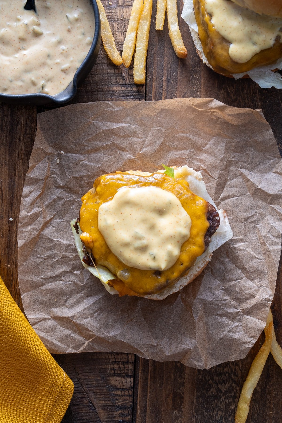 hamburgers with sauce om top