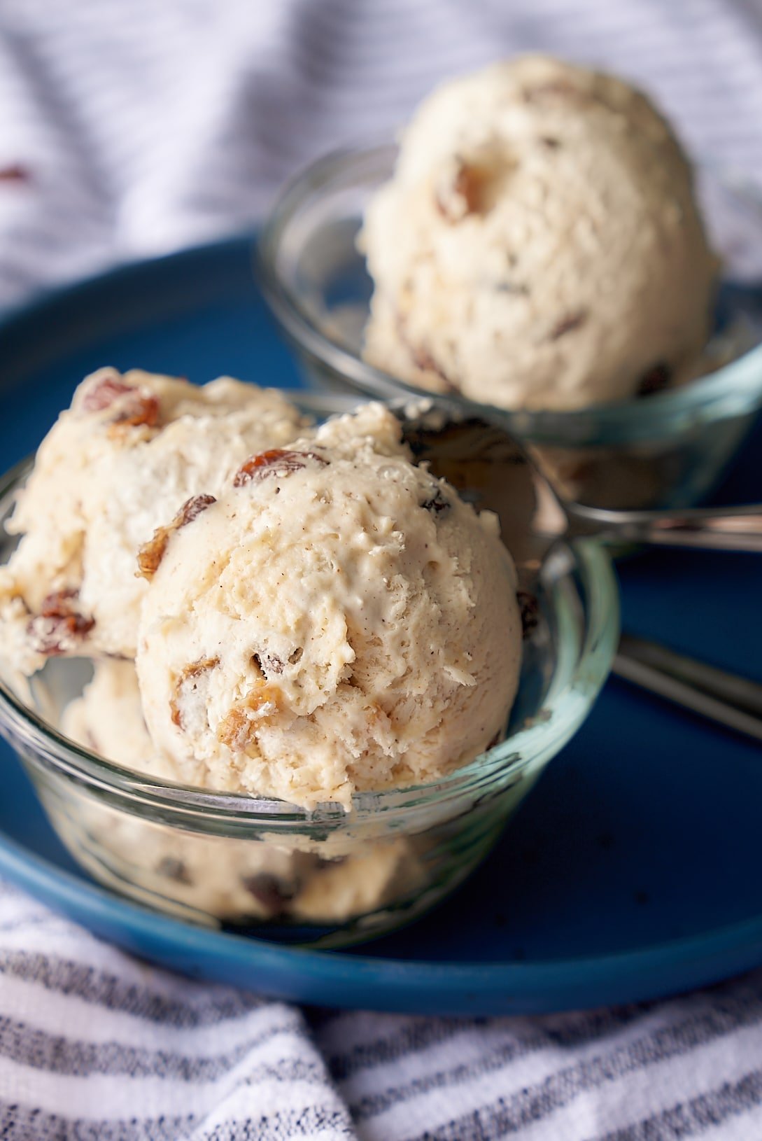 rum raisin ice cream in bowl