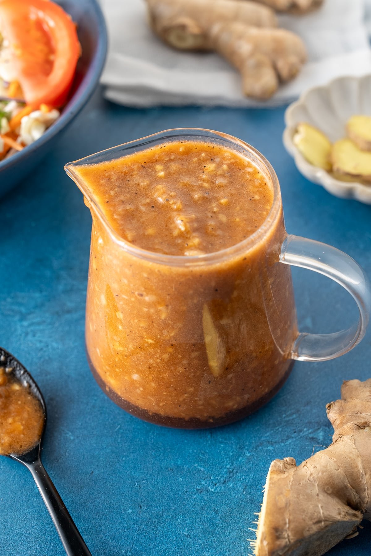 ginger dressing in glass container