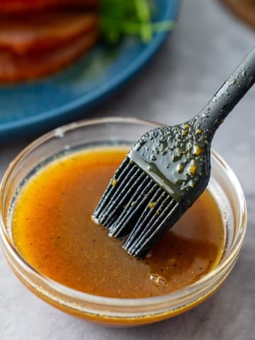 pastry brush in ham glaze