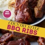 country style ribs pin showingcountry style ribs on plate