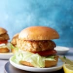 crab cake sandwich on a plate