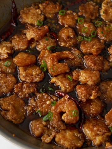 general tso's shrimp in skillet