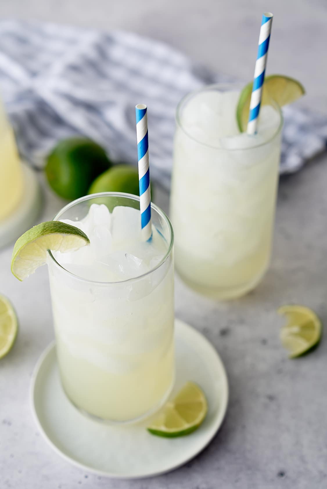 limeade in glasses with straws in the glass