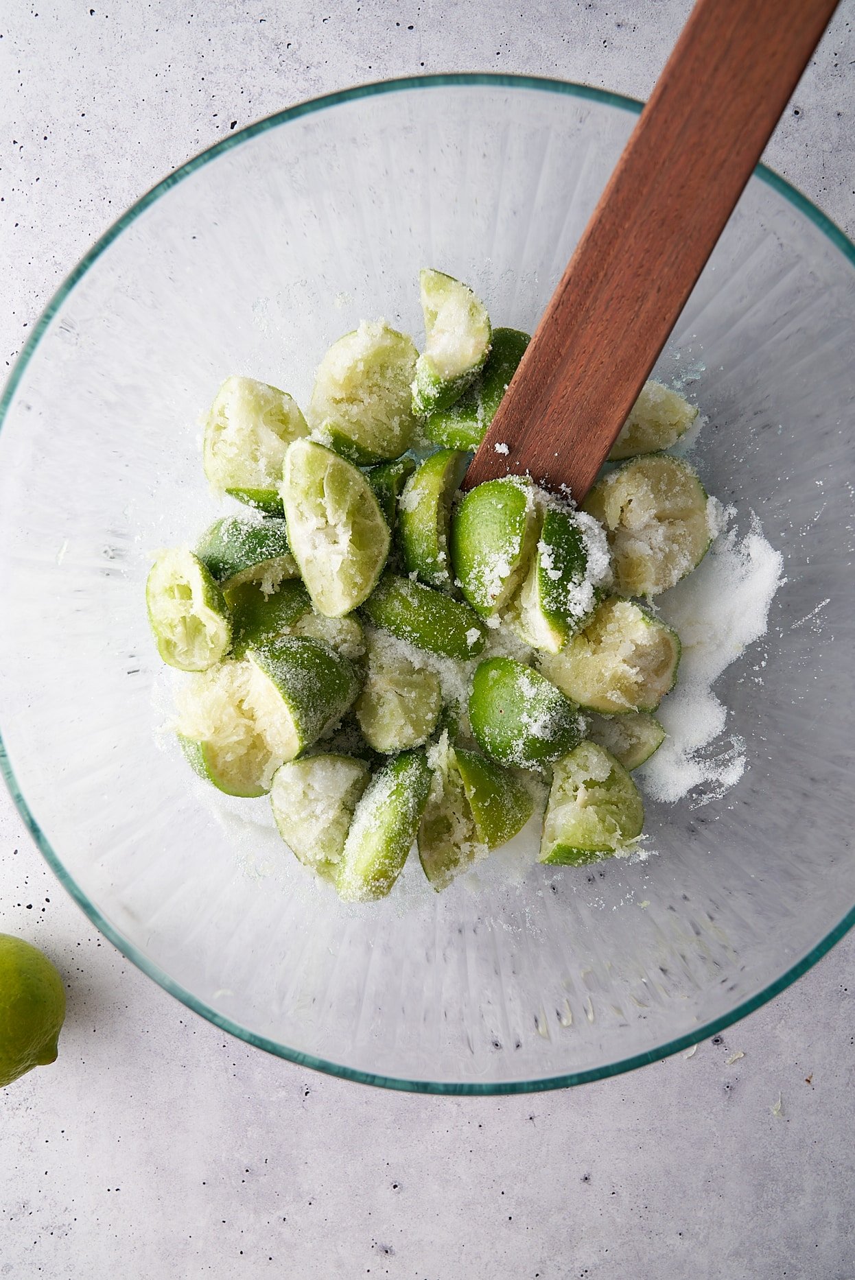 bowl of lime rinds covered in sugar